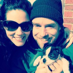 Elizabeth and Neil take their puppy home.